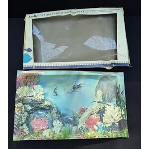Vintage Delta 1970's 3D Aquarium Embossed Fish Tank Background Scuba In Box!